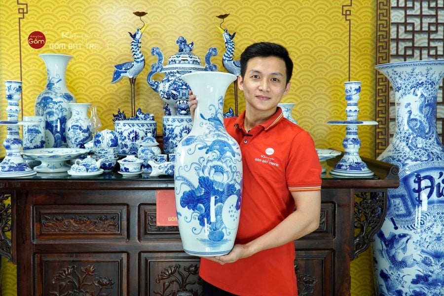 Bộ Đồ Thờ Gia Tiên (Hào Gia 34 Món) Men Lam