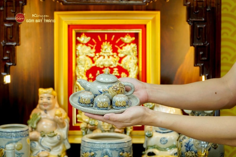 Bộ Đồ Thờ Thần Tài Thổ Địa (Hào Gia 14 Món) Men Rạn