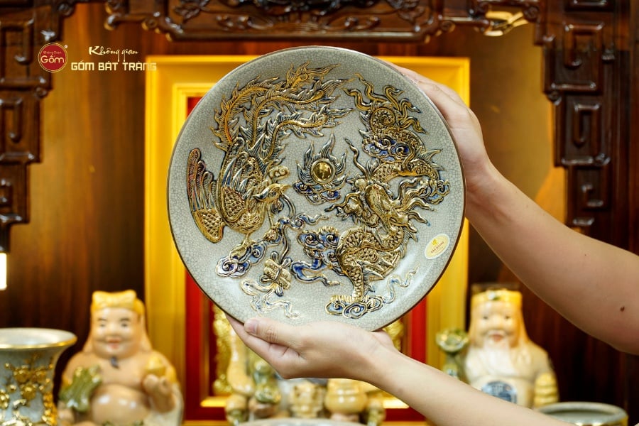 Bộ Đồ Thờ Thần Tài Thổ Địa (Hào Gia 14 Món) Men Rạn Vẽ Vàng