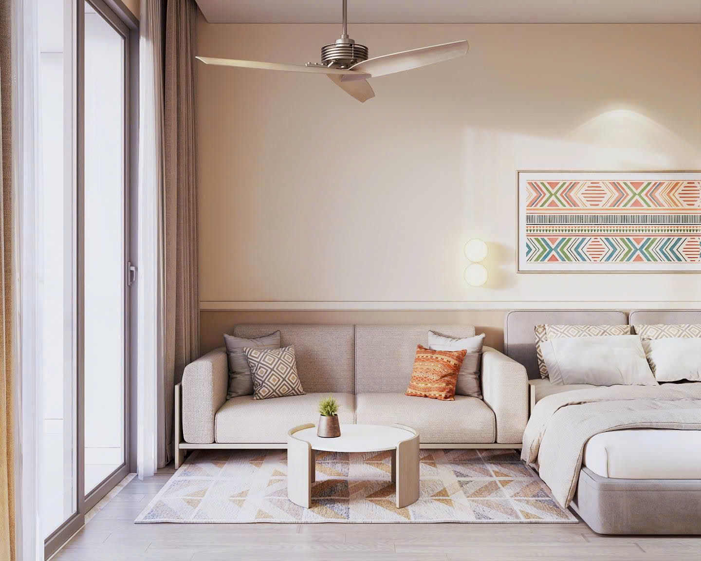 Mặt bằng bố trí nội thất căn hộ Studio 35m2 tối ưu công năng sử dụng.