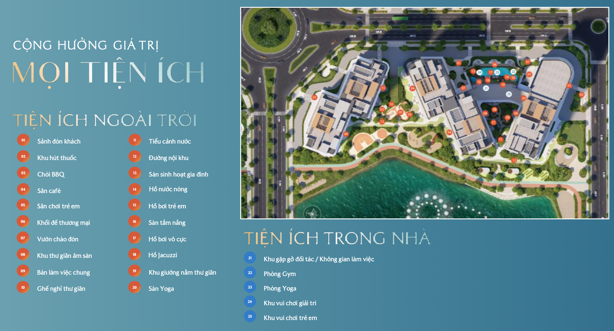 Bản đồ chi tiết mặt bằng 25+ tiện ích nội khu và ngoài trời đẳng cấp tại dự án Masteri Cosmo Central The Global City.