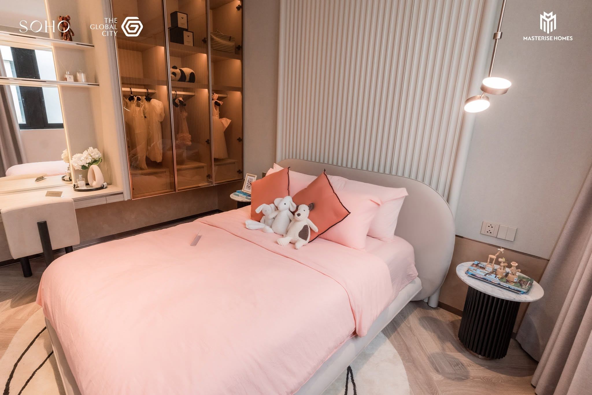 Phòng ngủ mẫu SOHO Social Club tại The Global City - thiết kế sang trọng dành cho nhà phố thương mại Masterise Homes