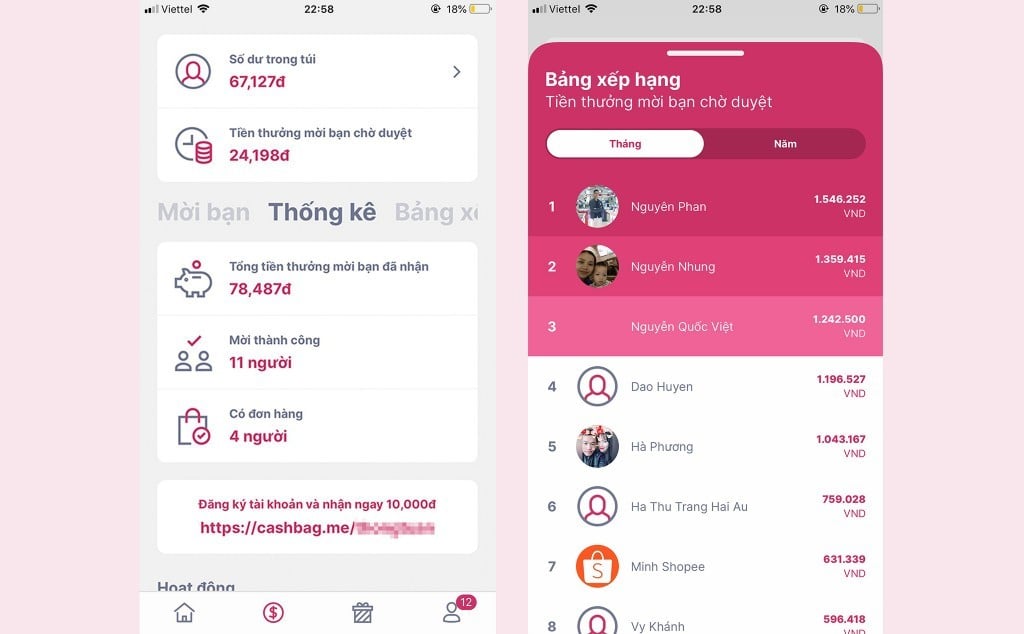 Ứng dụng hoàn tiền thông minh Cashbag