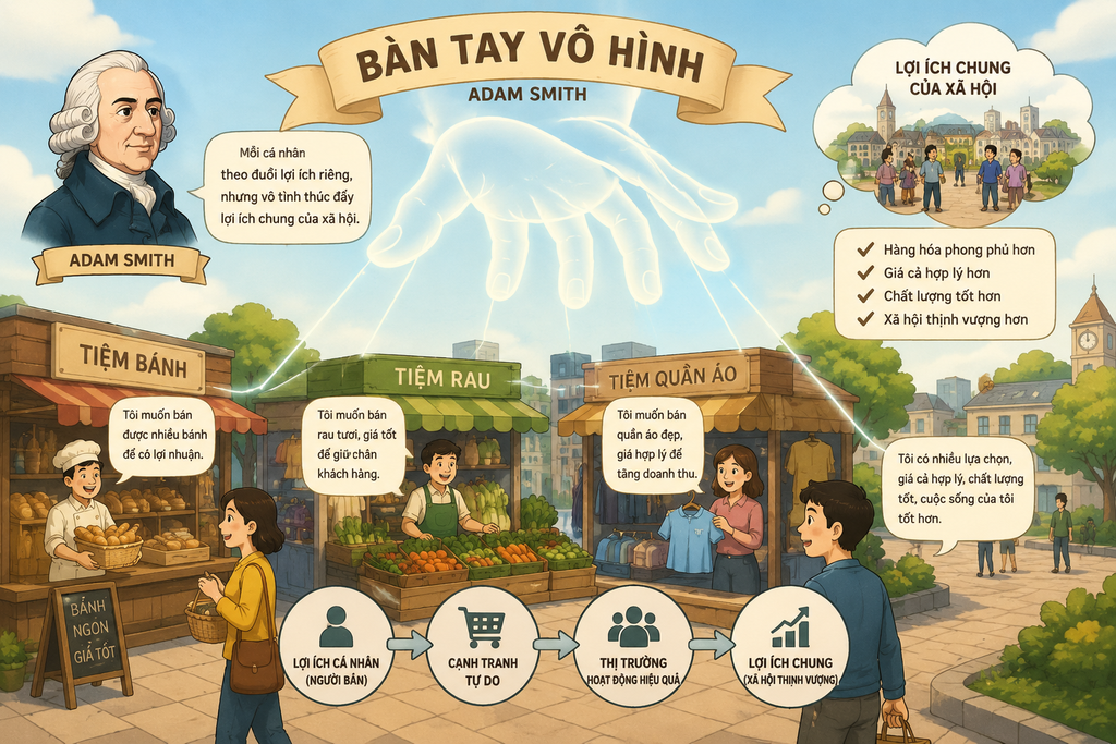 Học thuyết bàn tay vô hình của Adam Smith (Ảnh minh họa)