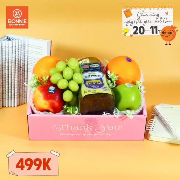 Hộp Quà 20/11 Trái Cây Tươi Mix Nho Khô Mỹ
