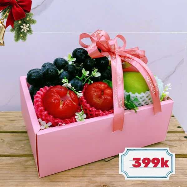 Hộp Quà Trái Cây Tone Hồng Tặng Noel – Giá 399K tại Bonnie Fruit