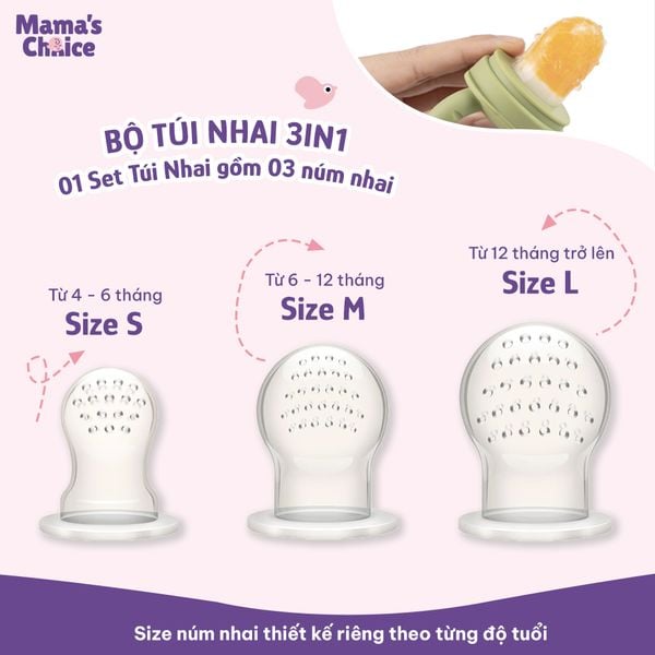 01 set Túi nhai gồm 03 núm nhai