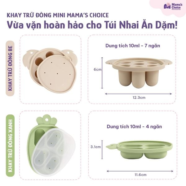 Khay trữ đông kết hợp ăn ý với Túi nhai ăn dặm