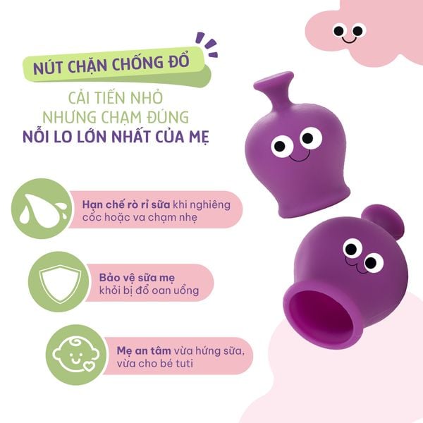 Nút chặn chống đổ của cốc hứng sữa