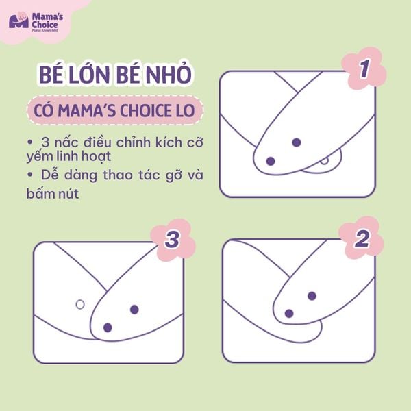 Yếm vải với 3 nút điều chỉnh kích cỡ linh hoạt