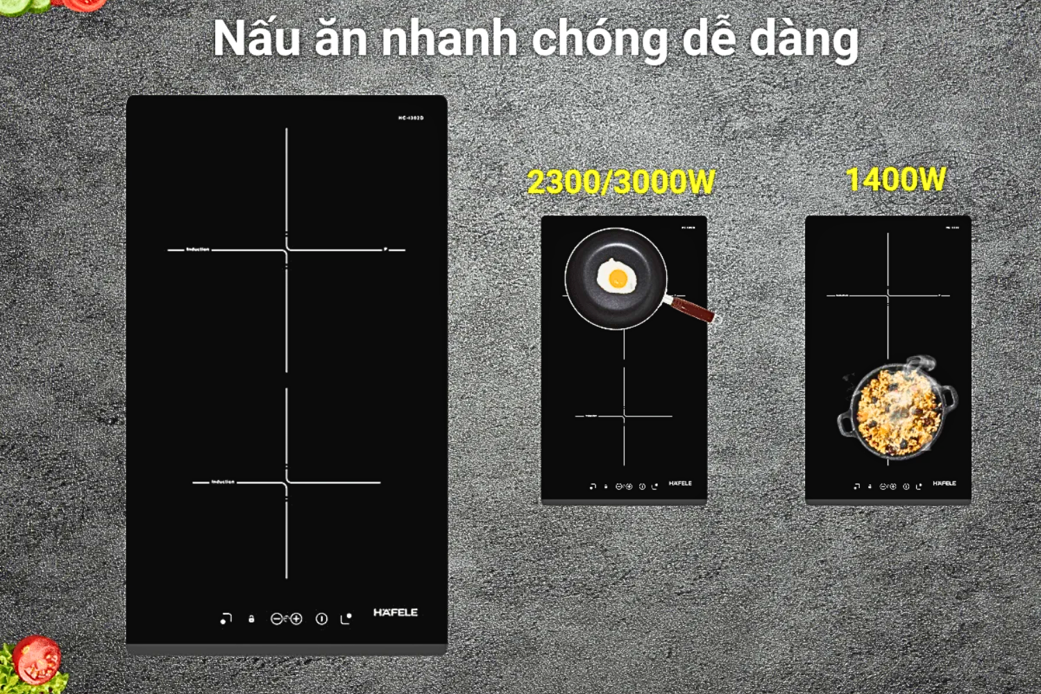 Bếp từ Hafele HC-I302D được thiết kế với hai vùng nấu độc lập