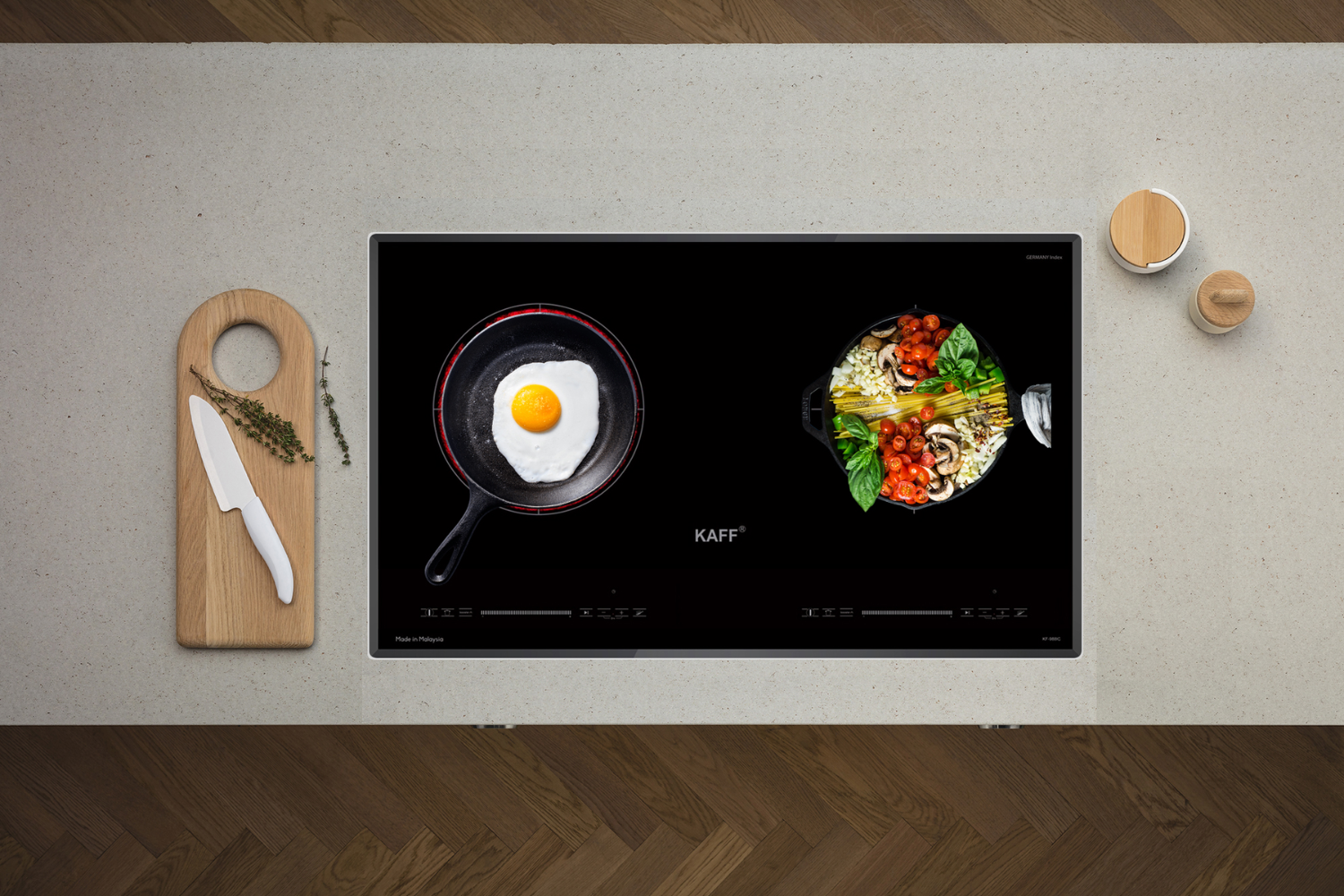 Bếp điện từ KAFF KF-988IC sở hữu hai vùng nấu độc lập