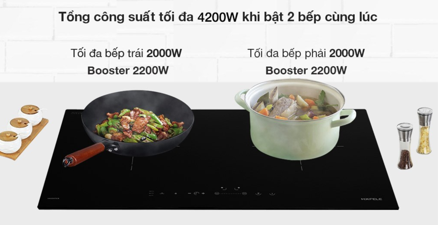 Bếp từ đôi Hafele HC-I2712A (536.61.716) được trang bị tổng công suất lên đến 4.2kW