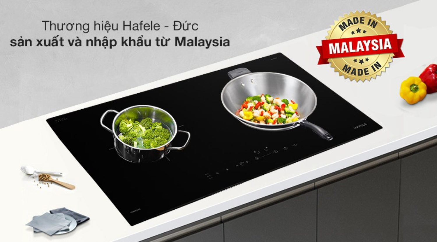 Bếp từ Hafele HC-I2712A được thiết kế âm tủ hiện đại