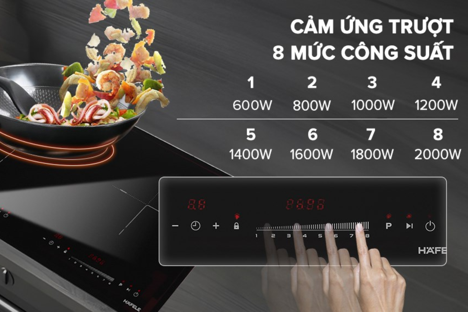Bếp từ Hafele HC-I2732A có 9 mức công suất nấu khác nhau
