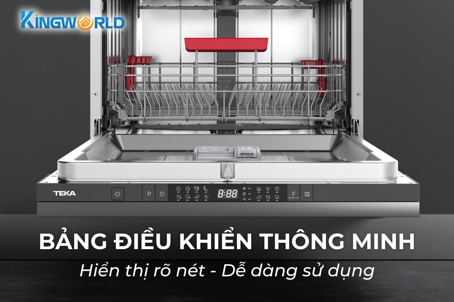 Bảng điều khiển cảm ứng ẩn bên trên cánh cửa máy