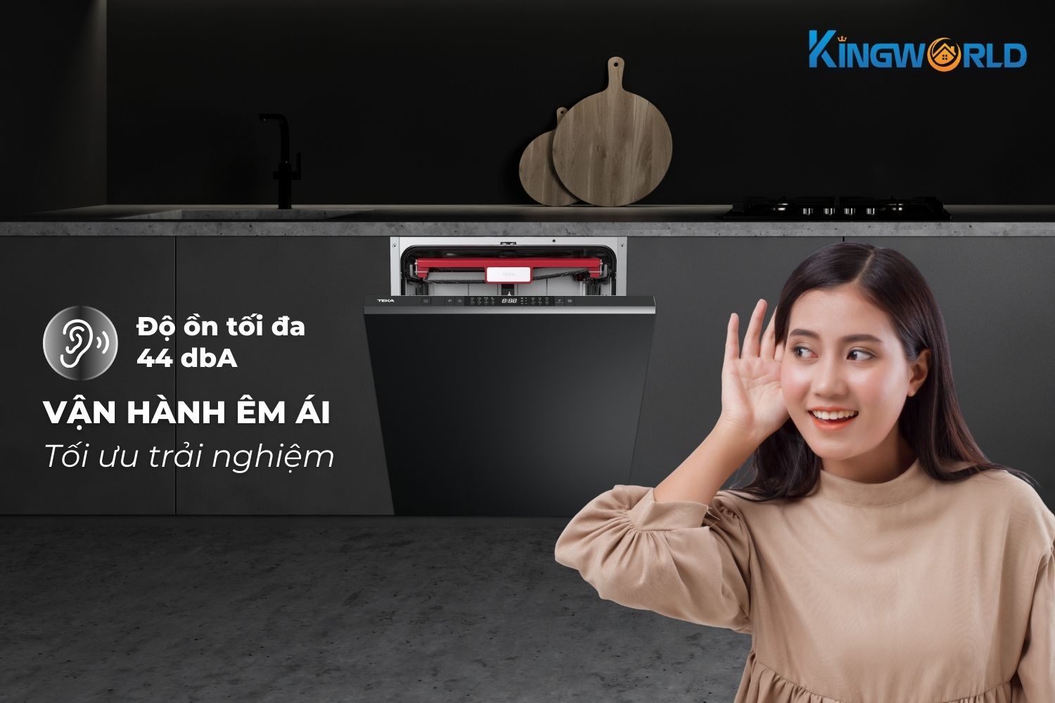 Độ ồn thấp chỉ 44dB hoạt động không ảnh hưởng đến quá trình sinh hoạt