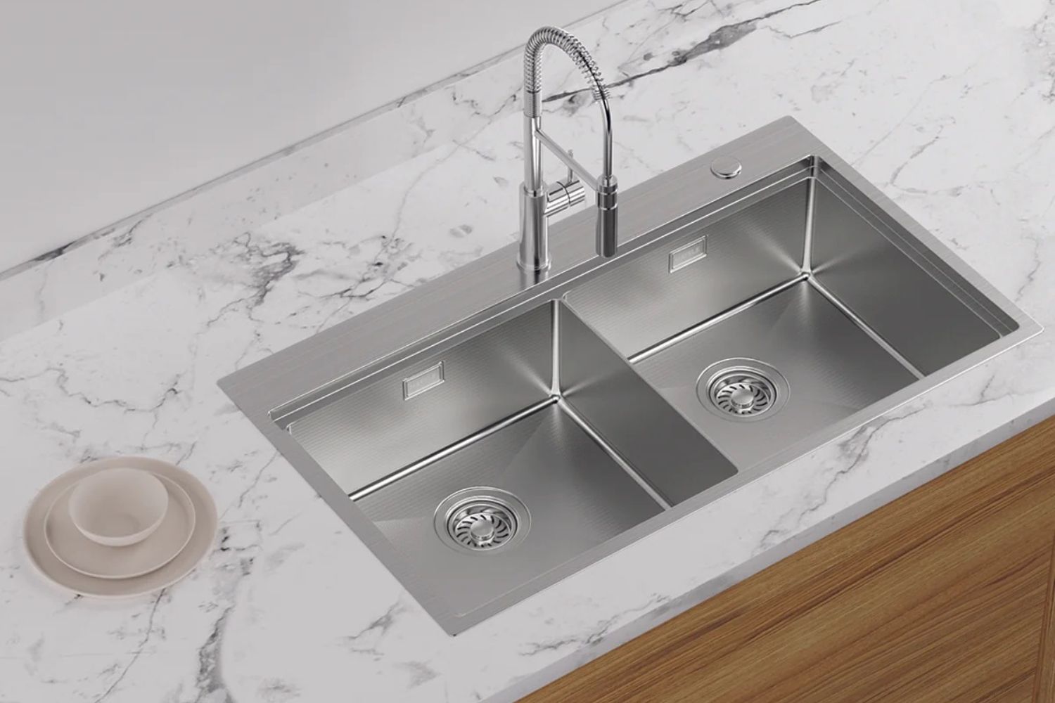 Chậu rửa chén Inox Hafele - WS R10 HS25-SSN2S-8650 567.94.024 thiết kế 2 hố cân đối xứng, đẹp mắt