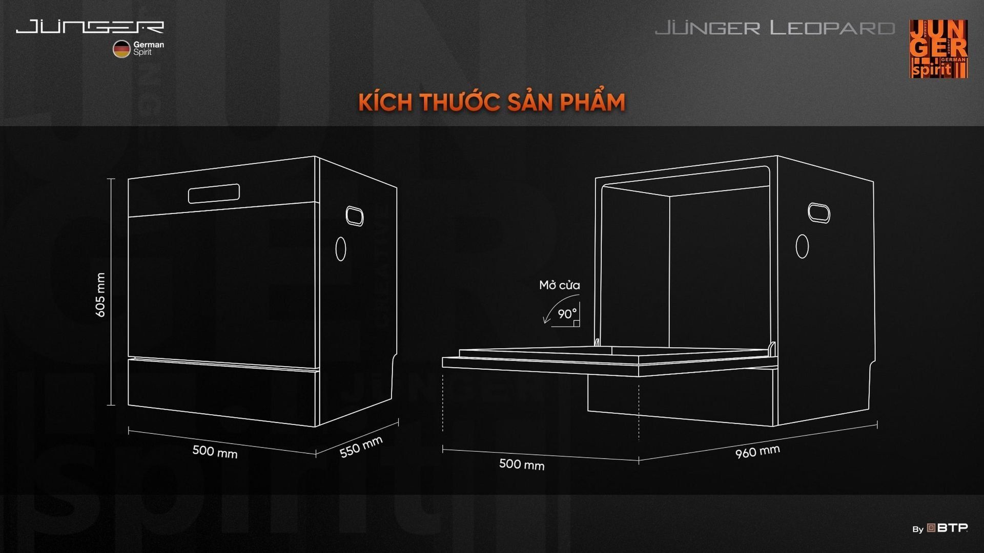 Thiết kế của máy rửa bát Junger Leopard DWJ-136-VG