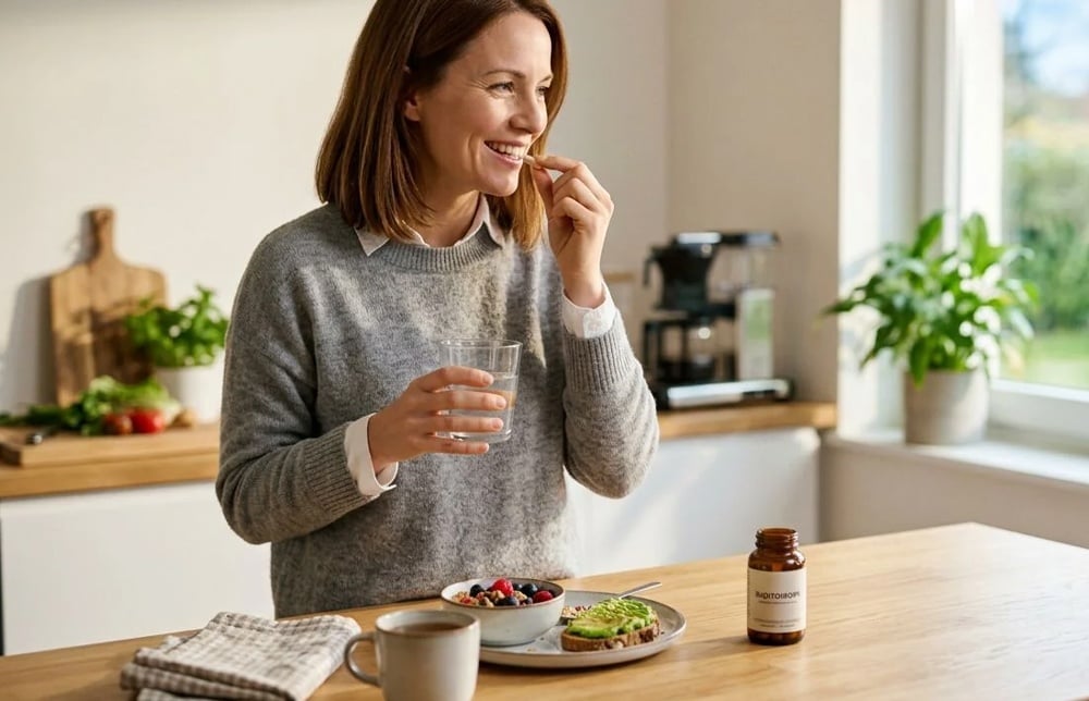 Probiotic capsules taken with meals