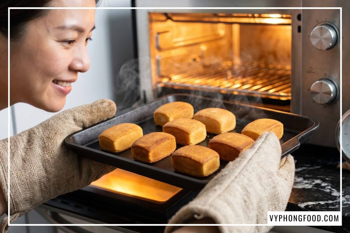 Khay bánh dứa vàng nâu đều màu vừa ra lò theo công thức bánh dứa chỉnh nhiệt hai lửa