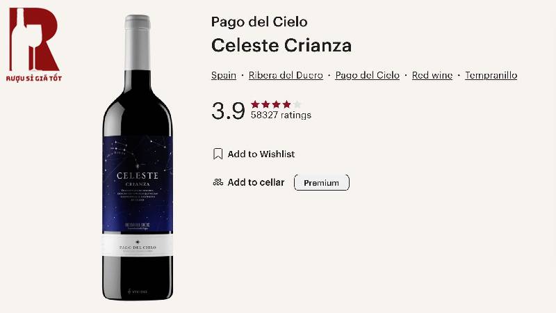 Rượu Vang Tây Ban Nha Đỏ Celeste Crianza Ribera Del Duero Torres