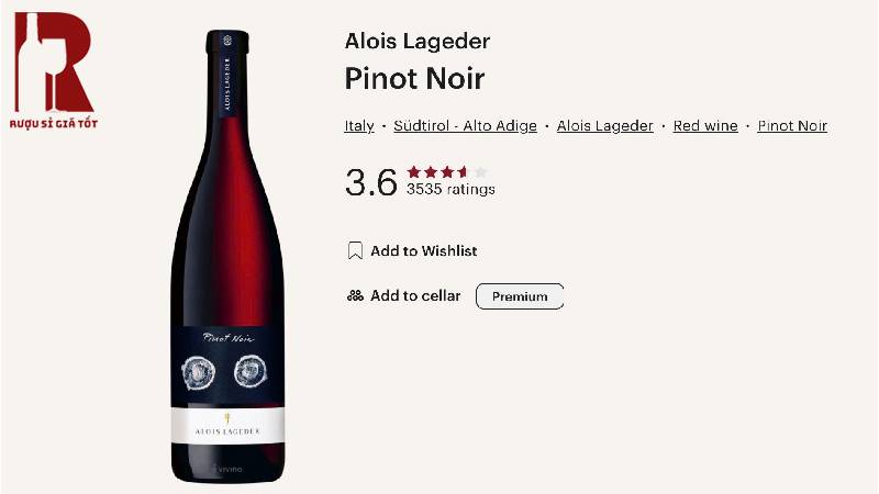 Alois Lageder Krafuss Pinot Noir IGT Dolomiti rượu vang đỏ Ý Alto Adige