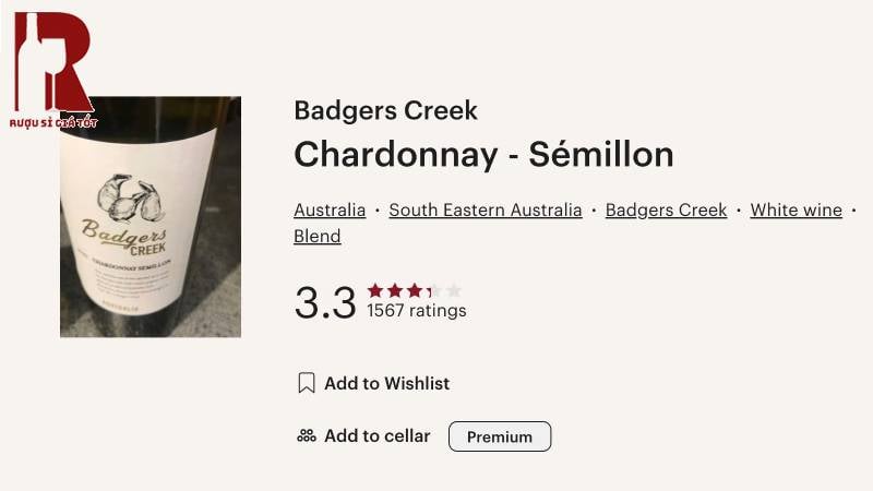 Rượu Vang Úc Badgers Creek Chardonnay Semillon