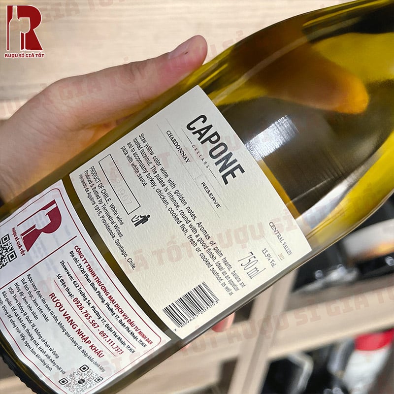 Rượu Vang Chile Trắng Capone Reserve Chardonnay nhập khẩu giá rẻ chính hãng