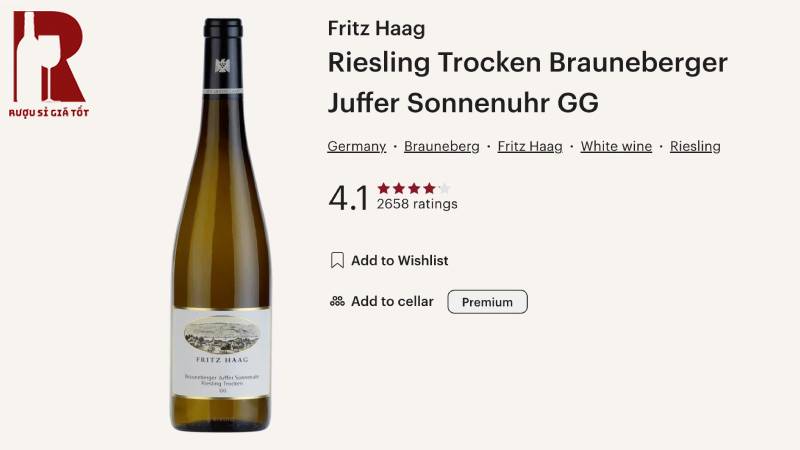 Rượu Vang Đức Trắng Fritz Haag Juffer Riesling GG Dry Grosses Gewächs