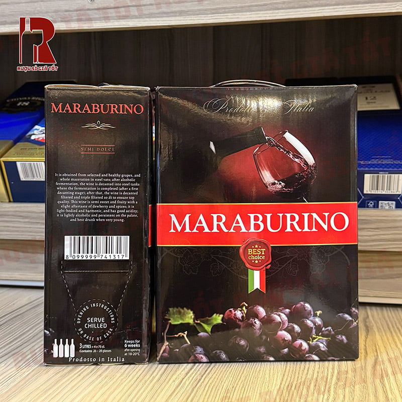 Rượu Vang Bịch Ý Ngọt Maraburino Semi Dolce Giá Bao Nhiêu?
