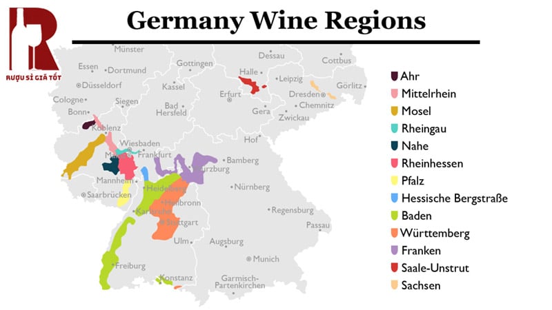 Các vùng làm rượu vang Đức chính yếu