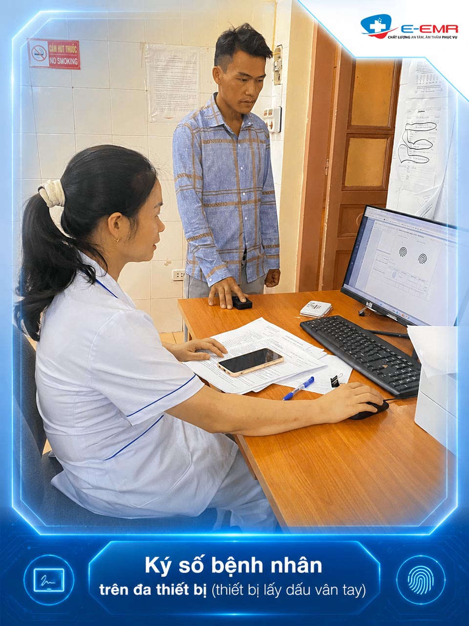 Ký số bệnh nhân trên đa thiết bị lấy dấu vân tay tại Mường Nhé