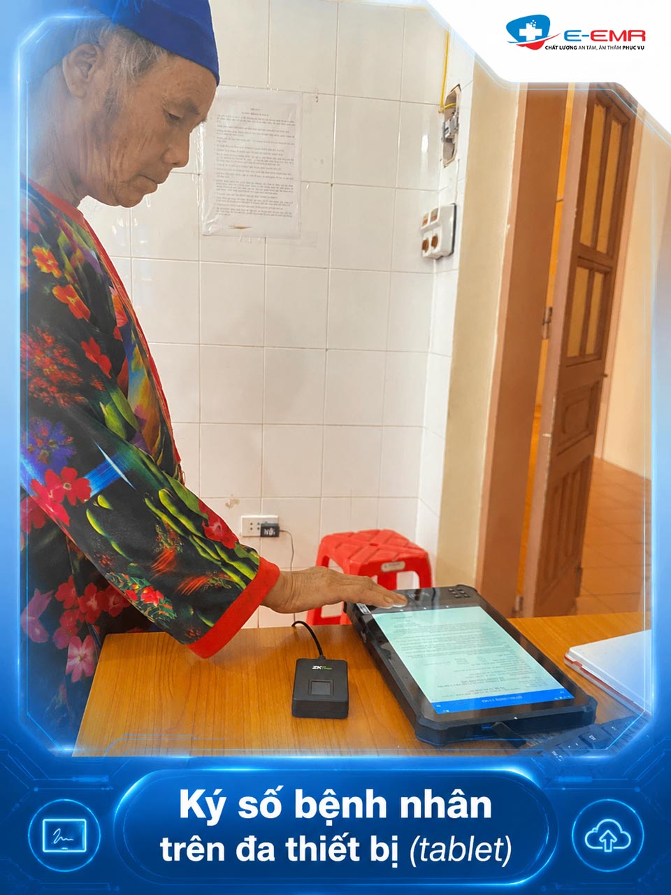 Ký số bệnh nhân trên đa thiết bị lấy dấu vân tay (tablet) tại Mường Nhé
