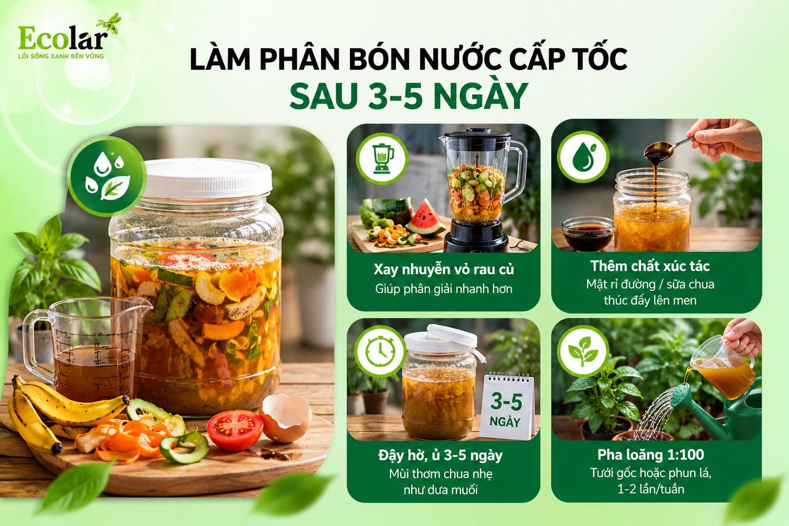Phương Pháp 2: Làm Phân Bón Nước Cấp Tốc Sau 3-5 Ngày