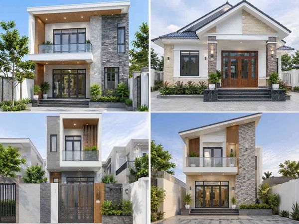 Cách phối màu gạch ốp tường mặt tiền