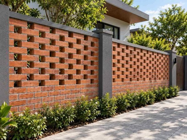 Mẫu tường rào gạch xây xen kẽ