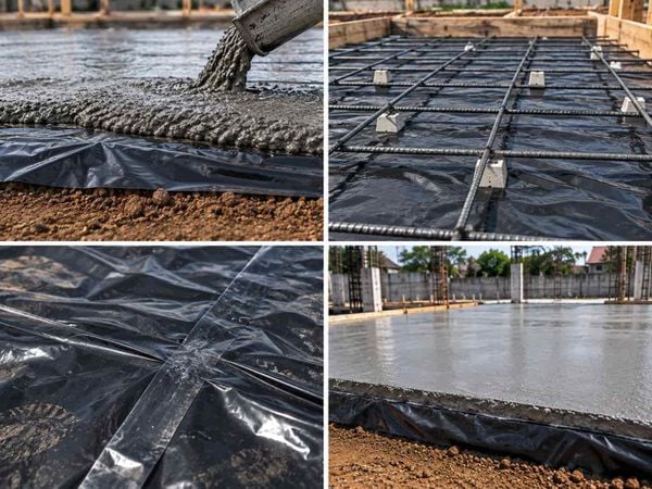 Trải nilon trước khi đổ bê tông