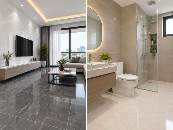 Phối màu gạch lát nền và gạch ốp tường