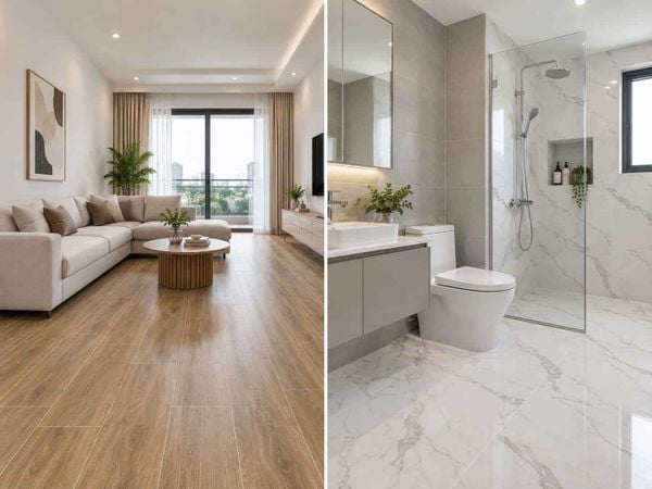 Cách phối màu gạch nền và gạch ốp tường
