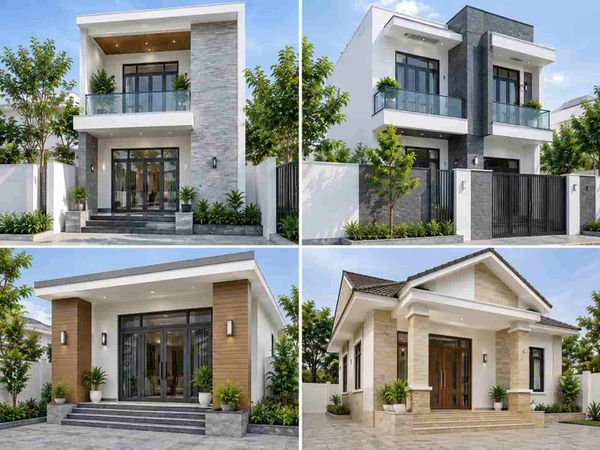 Cách phối màu gạch ốp tường mặt tiền