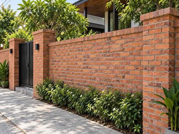 Mẫu tường rào xây gạch không trát