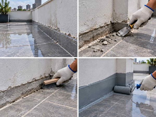 Chống thấm tại chân tường sân thượng