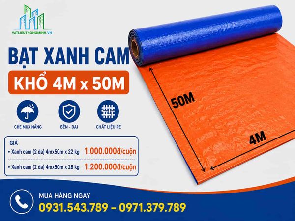 Bạt xanh cam khổ 4m