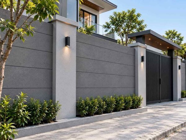 Tường rào màu xám hiện đại