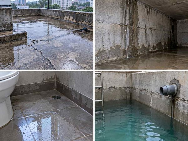 Những vị trí bê tông thường bị thấm nước