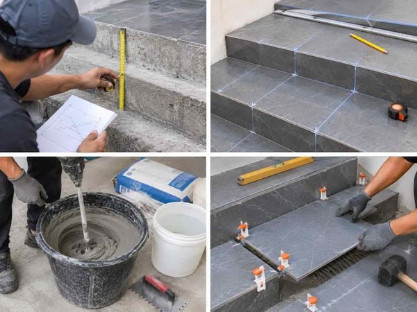Cách lát gạch bậc thềm