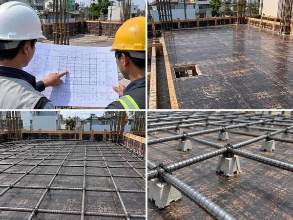 Cách bố trí thép sàn 1 lớp