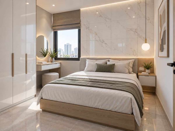 Cách phối gạch ốp tường cho phòng ngủ nhỏ