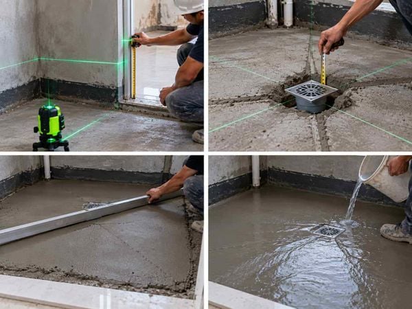 Cách lấy cốt nền nhà tắm đúng kỹ thuật